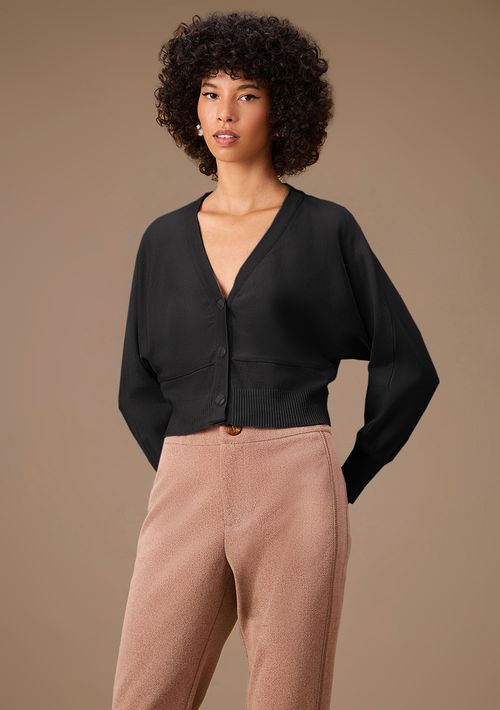 Cardigan Maria.Valentina Tricot Com Botões Preto
