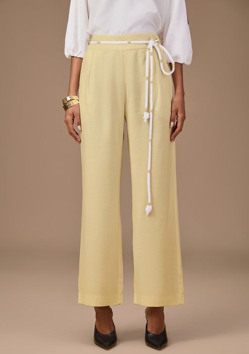 Calça Maria.Valentina Pantalona Alta Bege