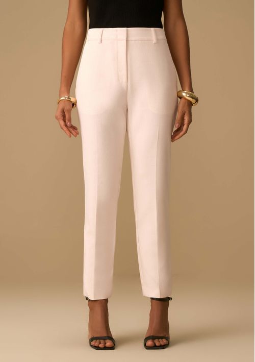 Calça Maria.Valentina Skinny Alfaiataria Cós Intermediário Com Bolso Bege