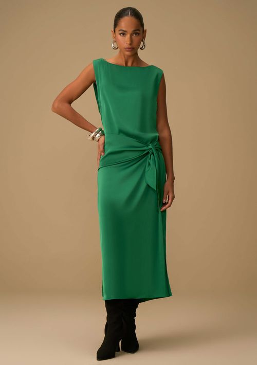 Vestido Maria.Valentina Solto Decote Canoa Sem Manga Longo Verde