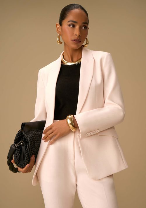 Blazer Maria.Valentina Alfaiataria Com Lapela Bege