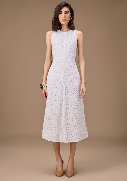 Vestido Maria.Valentina Ajustado Decote Careca Sem Alça Midi Branco