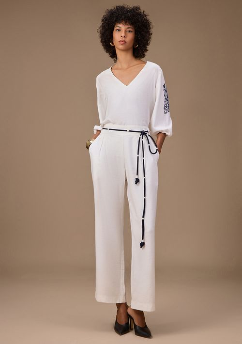 Calça Maria.Valentina Pantalona Alta Off White