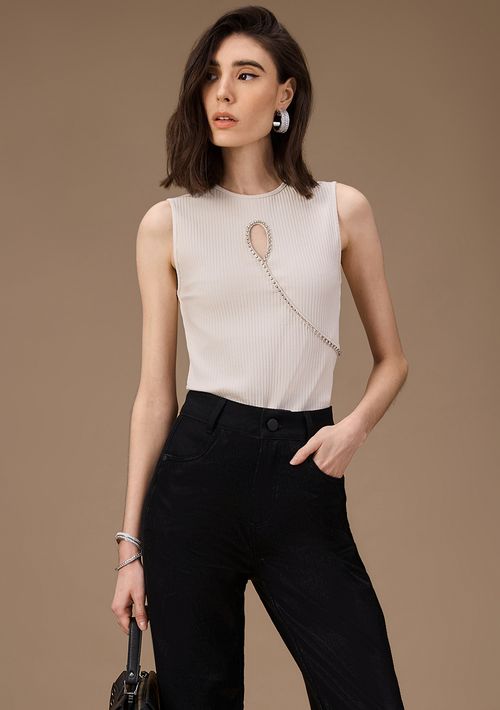 Regata Maria.Valentina Ajustada Decote Careca Padrão Off White