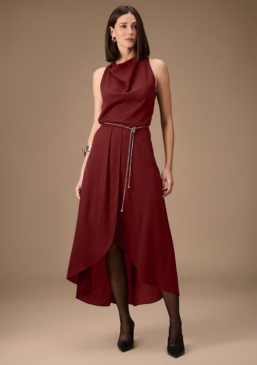 Vestido Maria.Valentina Solto Cava Francesa Sem Manga Longo Bordo