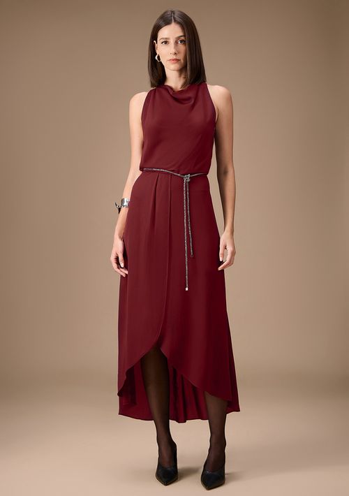 Vestido Maria.Valentina Solto Cava Francesa Sem Manga Longo Bordo