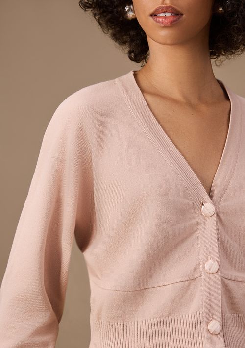 Cardigan Maria.Valentina Tricot Com Botões Bege