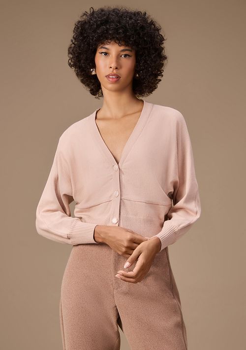 Cardigan Maria.Valentina Tricot Com Botões Bege