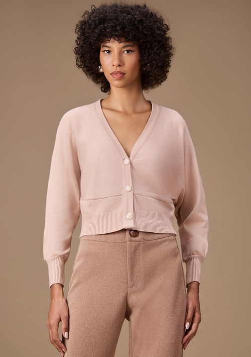 Cardigan Maria.Valentina Tricot Com Botões Bege