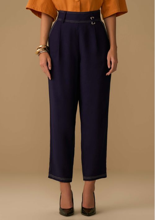 Calça Maria.Valentina Cenoura Alta Azul Escuro