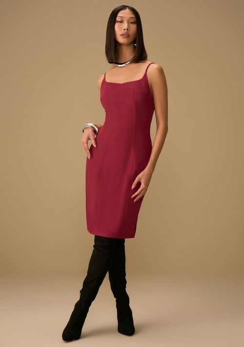 Vestido Maria.Valentina Ajustado Decote V Com Alça Curto Bordo
