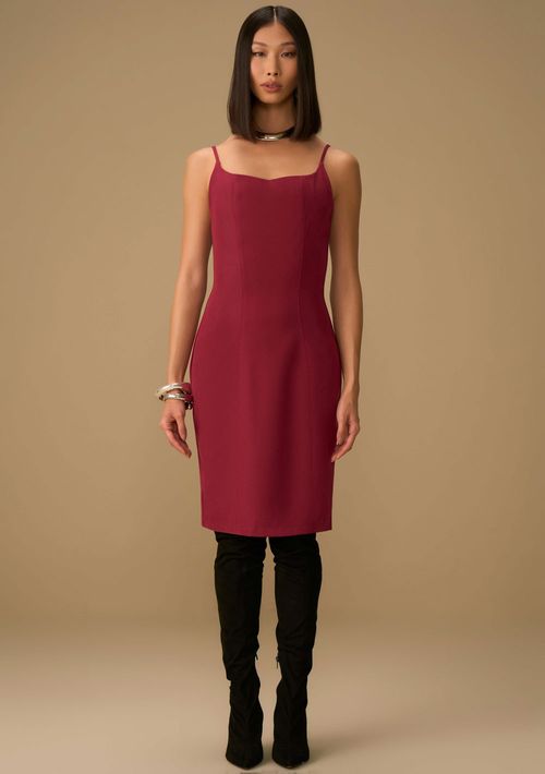 Vestido Maria.Valentina Ajustado Decote V Com Alça Curto Bordo