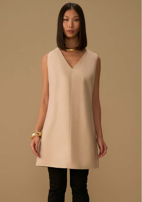 Vestido Maria.Valentina Solto Decote V Sem Manga Curto Bege