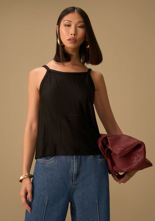 Regata Maria.Valentina Solta Decote Quadrado Cropped Preto