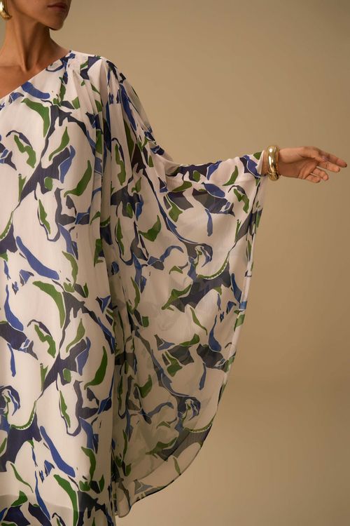 Vestido Maria.Valentina Solto Um Ombro Só Sem Manga Curto Azul
