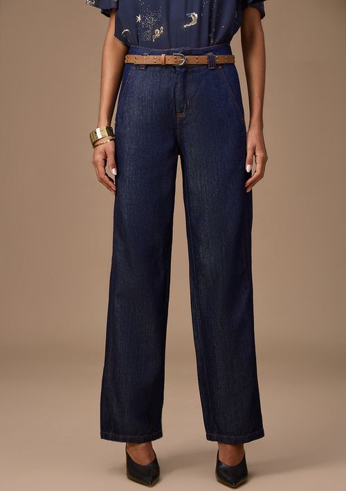 Calça Maria.Valentina Wide Média Azul