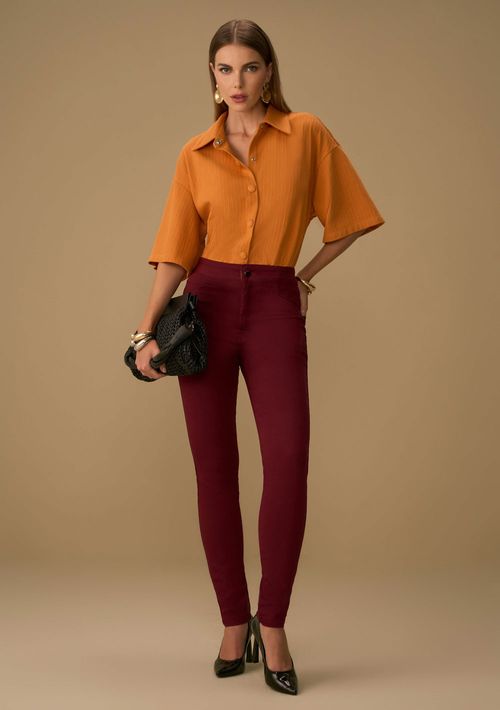 Calça Maria.Valentina Skinny Alta Marrom