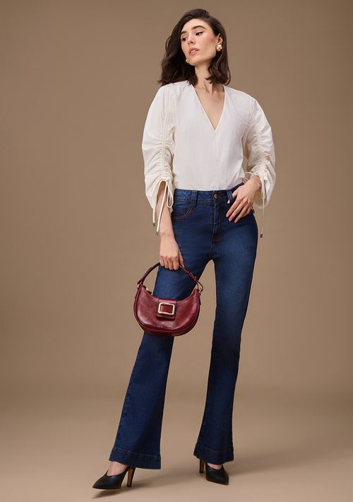 Calça Maria.Valentina Boot Cut Alta Azul