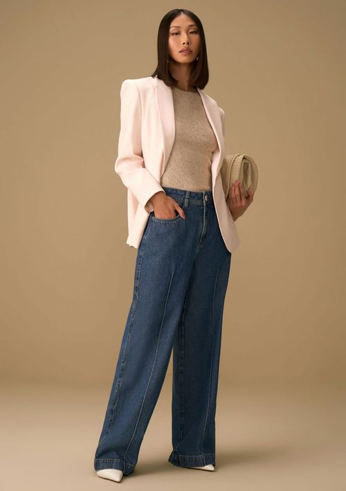 Calça Maria.Valentina Pantalona Alta Azul