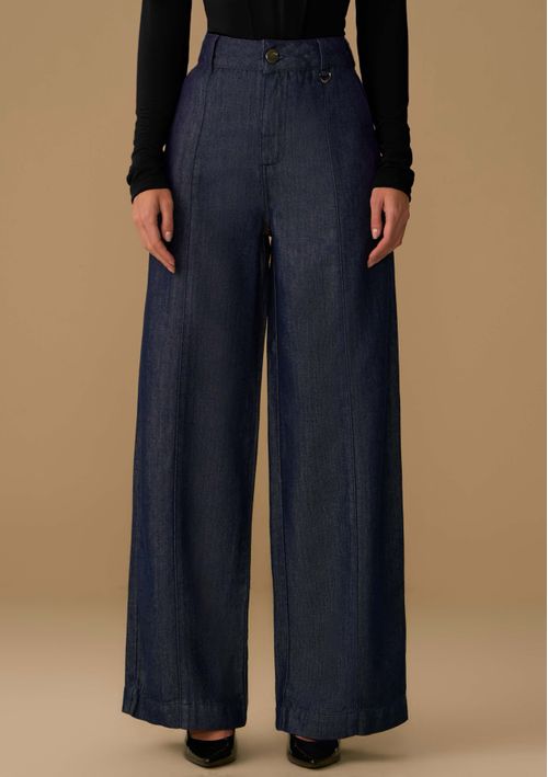 Calça Maria.Valentina Pantalona Alta Azul