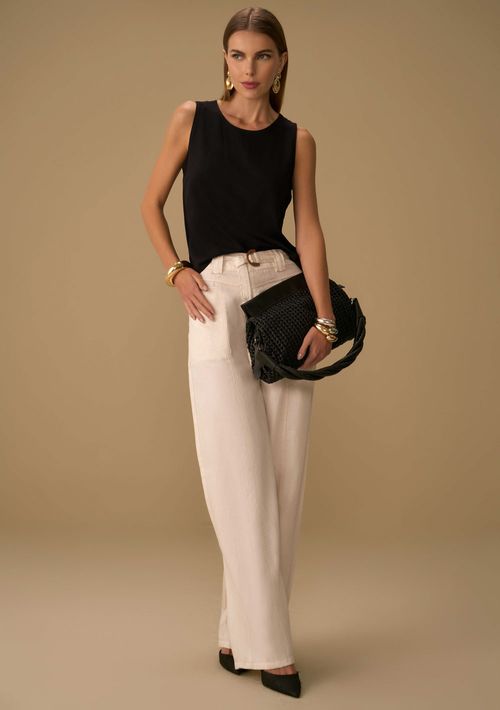 Calça Maria.Valentina Pantalona Alta Off White