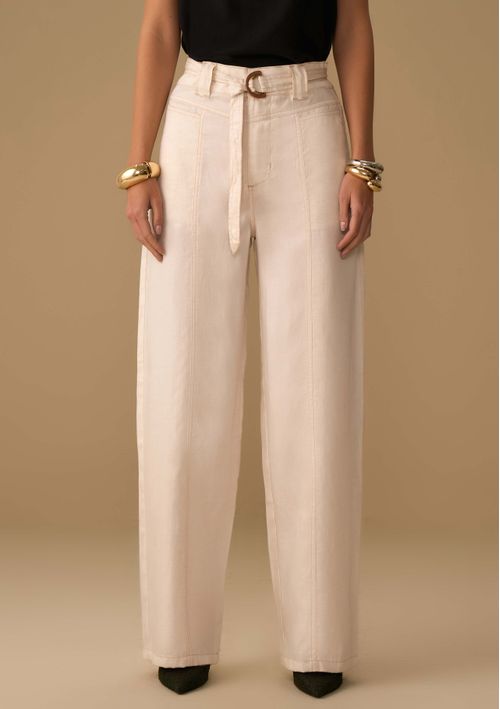 Calça Maria.Valentina Pantalona Alta Off White