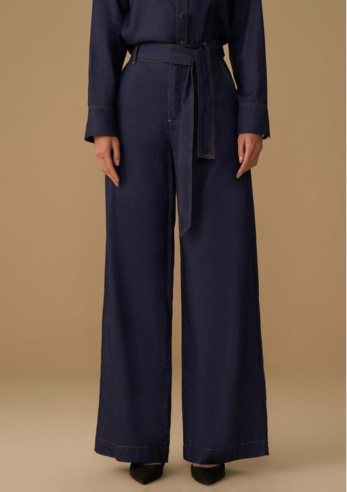 Calça Maria.Valentina Pantalona Alta Azul