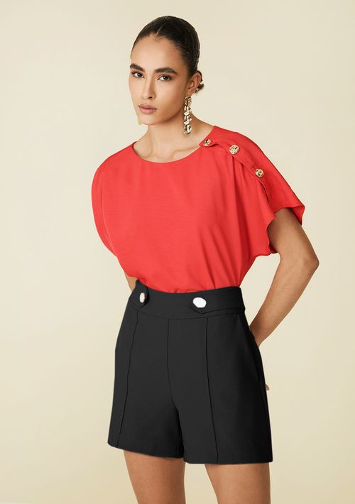 Shorts Maria.Valentina Alfaiataria Com Martingale Preto