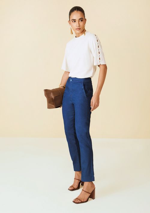 Calça Maria.Valentina Cigarrete M.Rita Cós Intermediário Básica Jeans