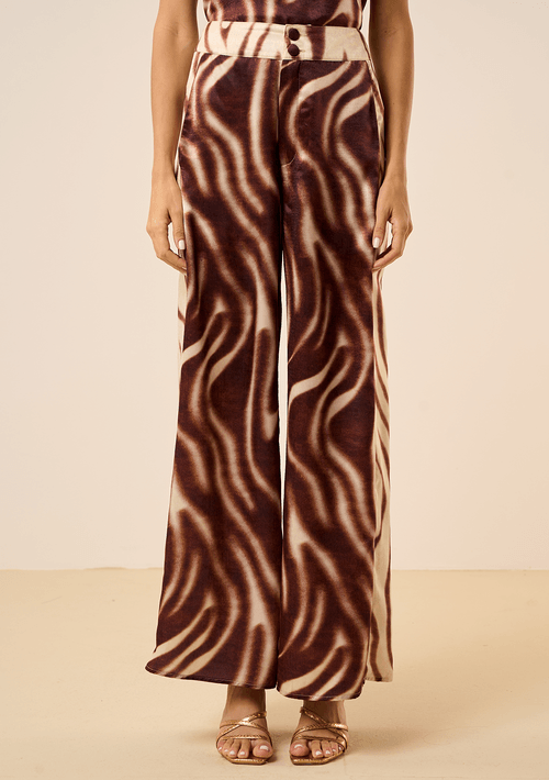 Calça Maria.Valentina Pantalona Alta Marrom