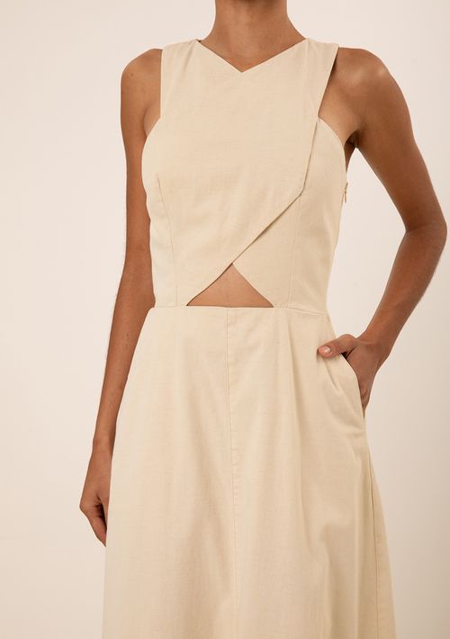 Vestido Maria.Valentina Solto Decote Transpassado Com Alça Longo Off White