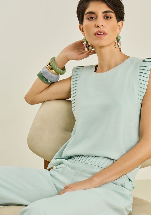 Regata Maria.Valentina Solta Decote Careca Padrão Azul