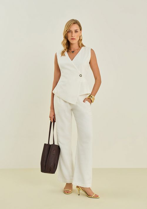 Colete Maria.Valentina Ajustado Sem Manga Padrão Off White