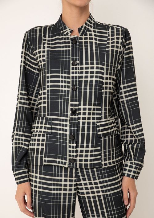 Casaco Maria.Valentina Ajustado Manga Longa Padrão Preto