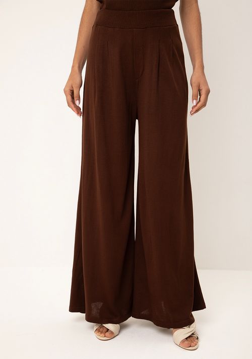 Calça Maria.Valentina Pantalona Alta Marrom